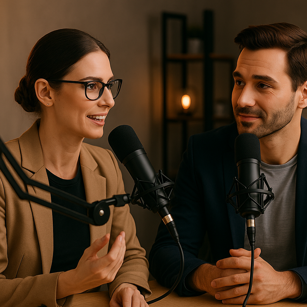 Founder being interviewed
